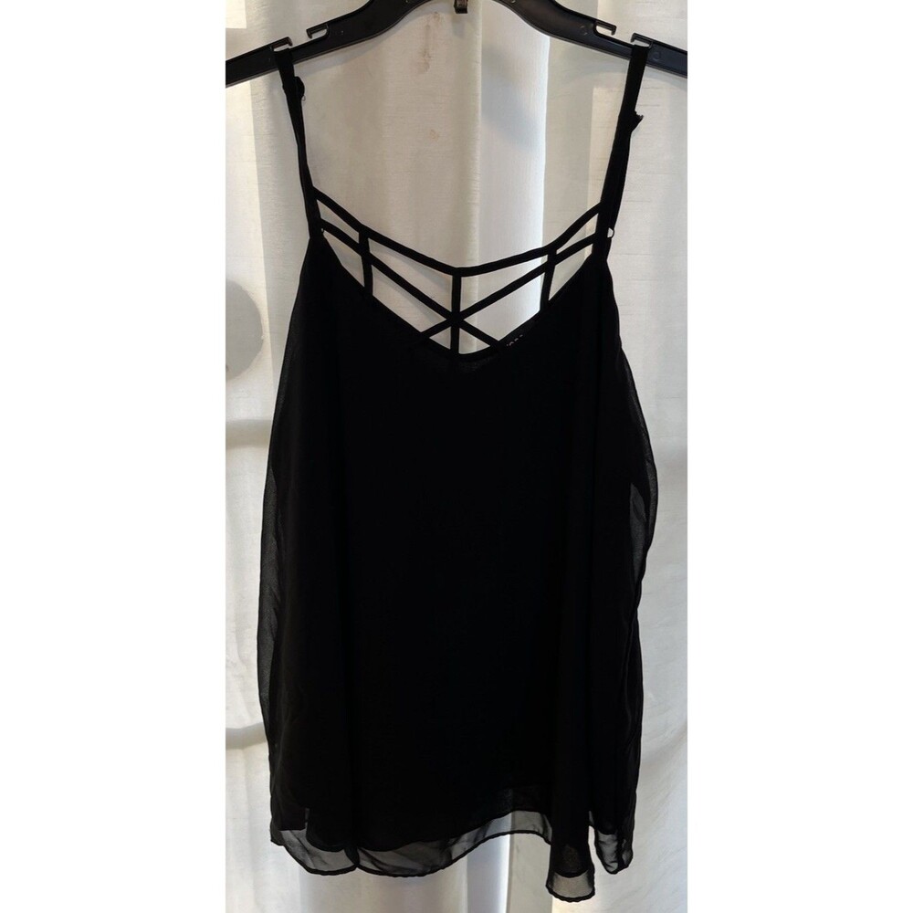 Torrid Criss Cross Womens Top Size 0 Black Sleeveless Lined Loose Adj. Straps